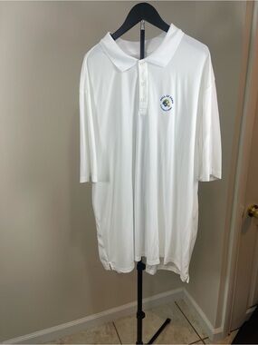 White Polo Shirt with Small Embroidered Crest